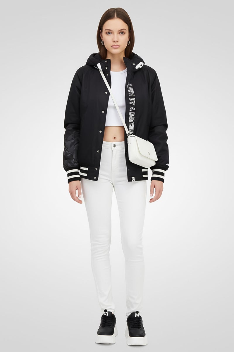 Aape By A Bathing Ape Women Embroidered Logo Puffer Jacket, Black - Image 1